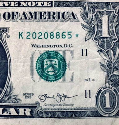 2020 Year Note Star Note Dallas District One Dollar Bill K2020 8865* - Image 1 of 3