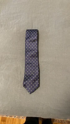 Corbata con cuello verde 100 % seda azul con lunares verdes hecha en EE. UU.  Foto 1 de 4