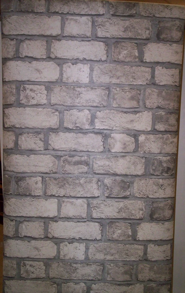 PAPEL PINTADO PREPEGADO REALISTA ASPECTO LADRILLO GRIS Y CREMA # FH37520 Foto 1 de 4