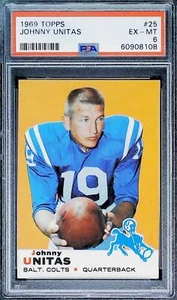1969 Topps Football #25 Johnny Unitas Baltimore Colts PSA 6 EX-MT Trading Card - Picture 1 of 2