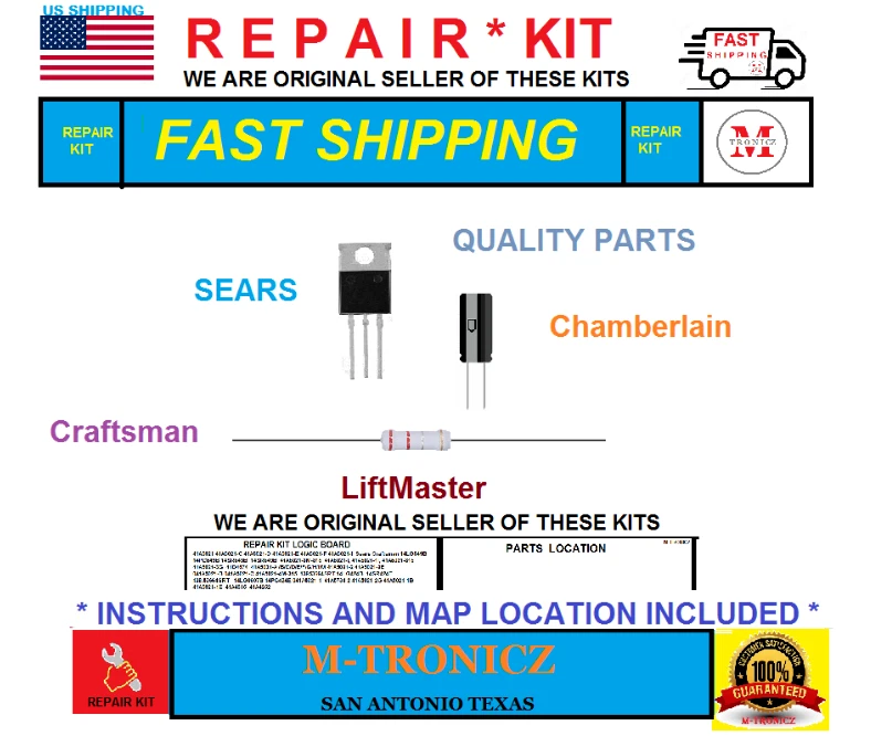 REPAIR KIT  FOR  Liftmaster Chamberlain Logic Board  41A5021-1F - Image 1 of 1