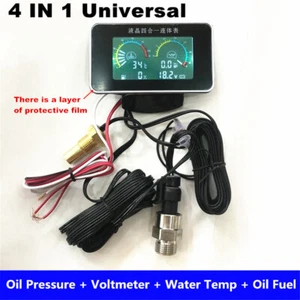 4 IN1 Digital Oil Pressure Meter/Voltmeter/Water Temp/Fuel Level Gauge Universal - Picture 1 of 10