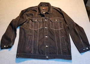 Chaqueta vaquera Koman 2000 Raw Denim Y2K Hip Hop Urbana Rap para hombre XXL negra - Imagen 1 de 8