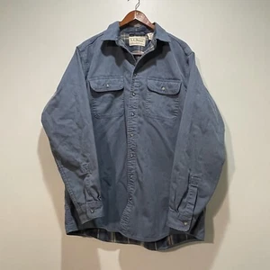 L.L. Bean Men's Long Sleeve Blue Denim Shirt with Flannel Lining Size Large Tall - Picture 1 of 8