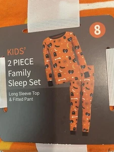 Kids 2 piece Family Sleep Set Pumpkin Cat Halloween Pajamas Sz 8 Unisex NEW - Picture 1 of 5