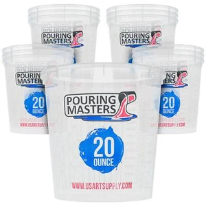 12 Pouring Masters 20 Ounce (600ml) Graduated Plastic Paint Mixing Cups, Measure - Picture 1 of 5