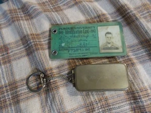 1941 PURDUE UNIVERSITY ID CARD, SPORTS SCHEDULE & CHARGE PLATE "R.M. Skallerup" - Picture 1 of 5
