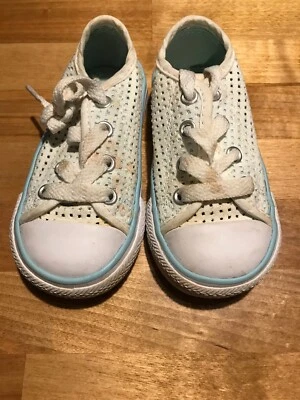 Converse All Star Blanco y Azul Claro Infantil 5 Cordones Foto 1 de 4