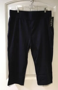 NEW WOMANS TAPATA NAVY CAPRI PANTS SIZE XXL STRETCHY CASUAL OR DRESSY - Picture 1 of 5
