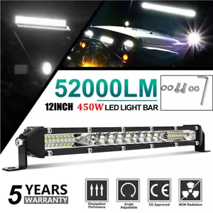 12 Zoll 450 W LED Arbeitsleuchte Bar Combo Spot Hochwasser Fahren Offroad SUV Boot ATV - Bild 1 von 11