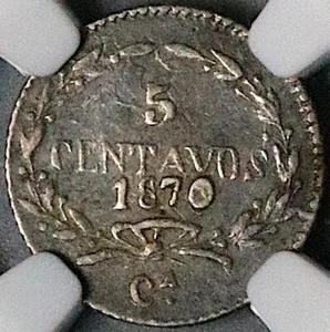 Moneda de 5 centavos de México 1870-Ca NGC VF 35 35 35 rara moneda de moneda Chihuahua 35k (24111201C) - Imagen 1 de 6