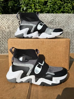 Champion Hyper C X Future Hi Zapatos Negro Gris Tejido GS Escuela Primaria Talla 3.5Y Foto 1 de 4