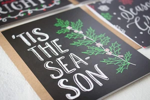 Tarjetas de Navidad en caja con sobres - Juego de 8 acogedoras tarjetas de Navidad de tiza con... - Imagen 1 de 8