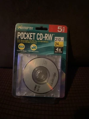 Memorex Pocket CD RW 8cm Rewritable 210 MB 24 Minute 4x Multi Speed 5 Pack - Image 1 of 2