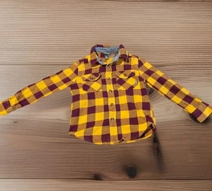 Boys Eddie Bauer Yellow Purple Plaid Flannel Shirt XXS (4) - Picture 1 of 5