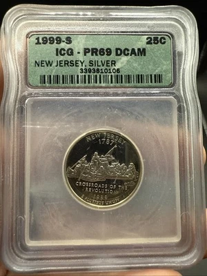 1999-S Graded Clad Proof New Jersey Quarter ICG PR69 Deep Cameo 25C - Image 1 of 4