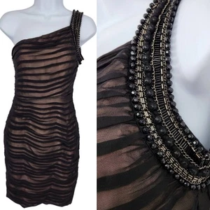 Bebe One Shoulder Silk Bodycon Dress Size XXS  - Picture 1 of 6