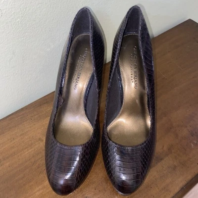 Christian Siriano para Bombas Cocodrilo Marrón Talla 7.5 Tacones 4 pulgadas Stiletto Foto 1 de 4