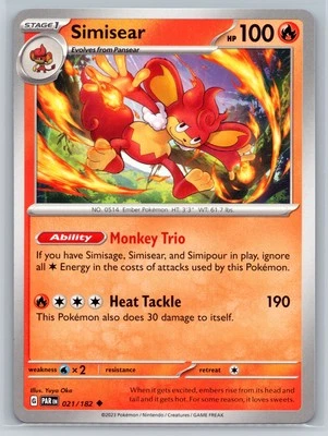 SV04: Paradox Rift #021/182 Simisear Uncommon - Image 1 of 2