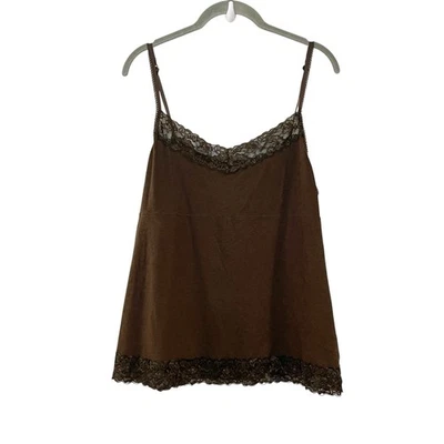 Elle Must Have Cami Mujer XL Marrón Y2K Años 90 Babydoll Hada Coqueta Capas de Encaje Foto 1 de 4