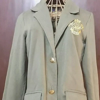 Ralph Lauren Verde Oliva Militar Escudo Tejido Suéter Chaqueta Blazer Cárdigan Foto 1 de 4