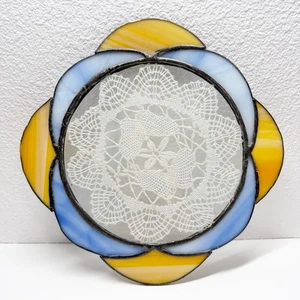 Vintage Stained Glass Doily Window Suncatcher - Picture 1 of 9
