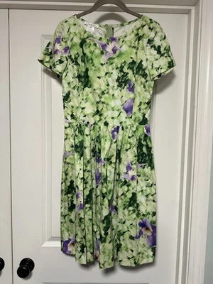 Oscar de La Renta, Vestido Floral Mujer Vintage, Verde y Púrpura, Talla 2 Foto 1 de 4