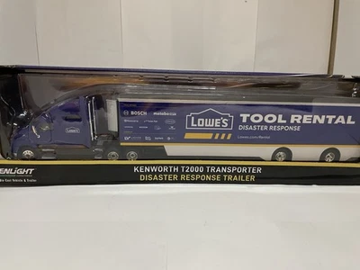 New Greenlight 1/64 Scale Diecast Lowe’s Tool Rental Kenworth T2000 Transporter - Image 1 of 4