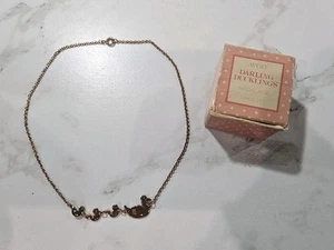 AVON VINTAGE 1970'S DUCK FAMILY CHILD'S NECKLACE - GOLD TONE- PREOWNED WITH BOX - Picture 1 of 15