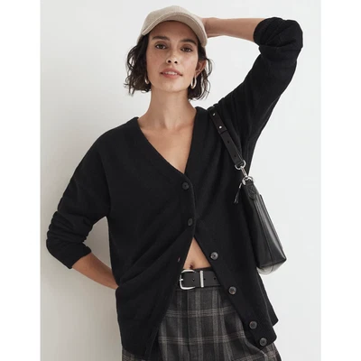 Cárdigan relajado cuello en V Madewell manga larga negro mezcla de lana XXS NUEVO CON ETIQUETAS Foto 1 de 4