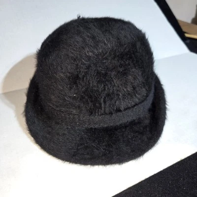 Vintage Betmar Made in France Black Angora Women's Hat-Cloche Bucket Ladies' Hat - Image 1 of 4