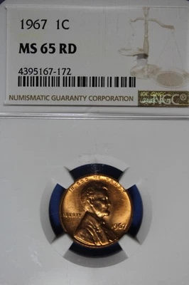 1967 NGC 1C MS65RD LINCOLN MEMORIAL CENT #B50990 - Image 1 of 2