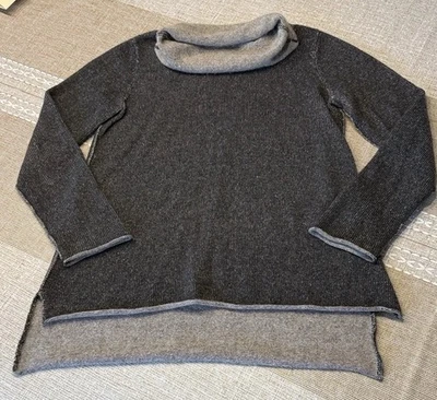 Eileen Fisher Dark Grey Cashmere Wool Cowl Neck  Hi Low Sweater Sz Small - Image 1 of 4