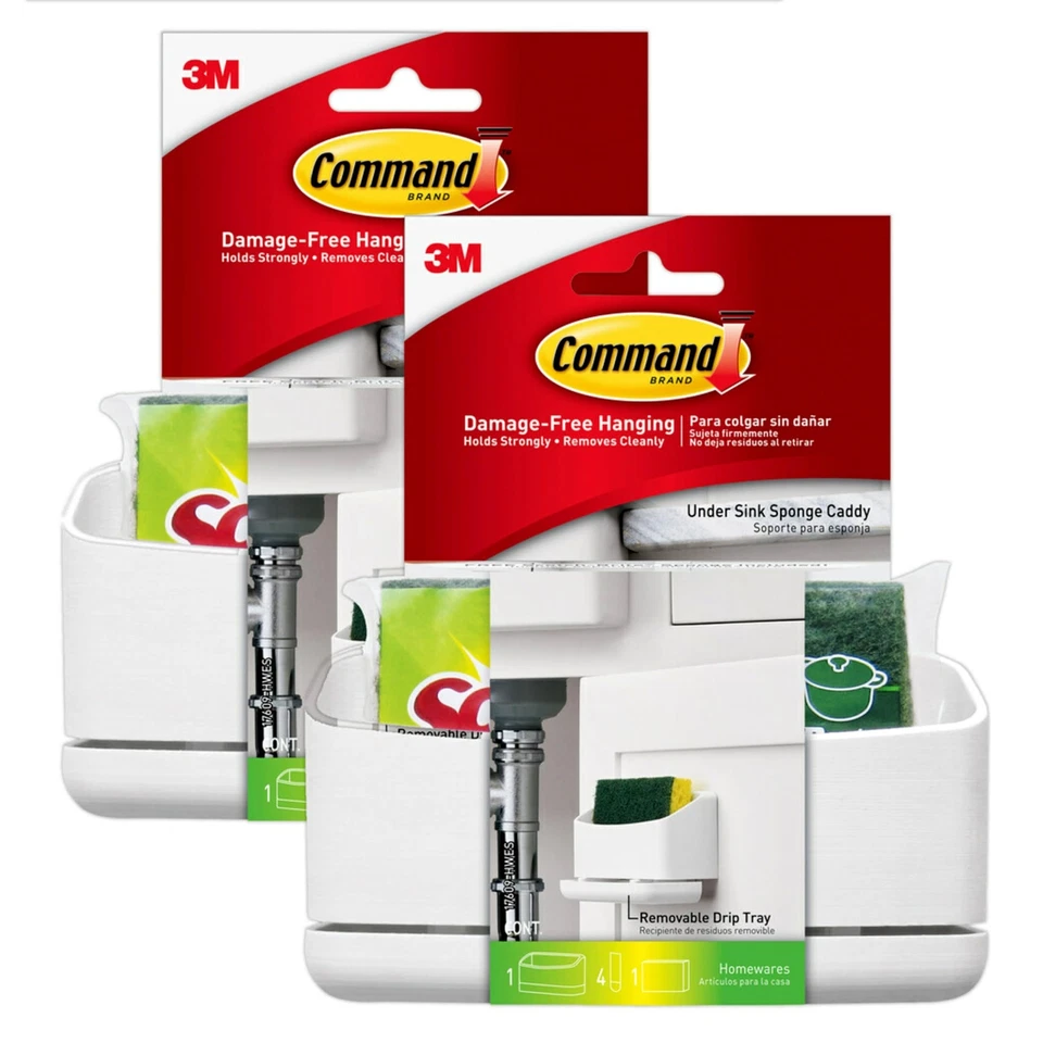 Command Medium Caddy with Sponge Organize Your Sponges Damage Free 1 Caddy 4 ... Foto 1 de 4