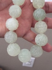 hand carved Huge jade shou necklace chinese jewelry lot Asian jewelry lot