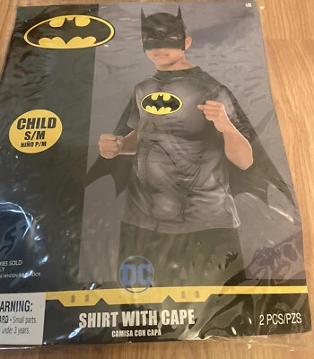 Camisa Batman con Capa NUEVA Disfraz de Superhéroe Niño Juvenil Niño S/M Foto 1 de 2