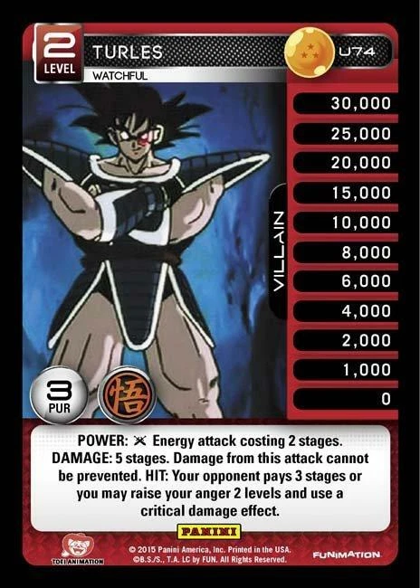 DBZ Dragon Ball Z TCG Card Panini Movie Collection U74 Turles, Watchful - Image 1 of 1