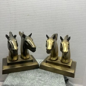 Pair Of Vintage Art Deco Frankart Cast Metal Horse Head Bookends - Picture 1 of 7