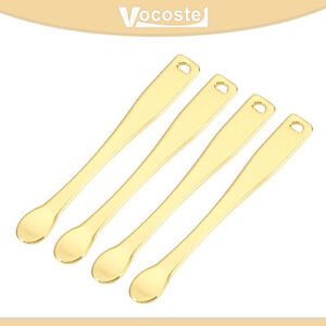 Pieces of 4 Makeup Spatula Mini Spoon for Facial Cosmetic 2.36"x0.28" Gold Tone