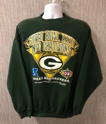 Logo 7 Mens Green Fleece Lined Packers Super Bowl 32 Sweater Size XL - Image 1 of 4