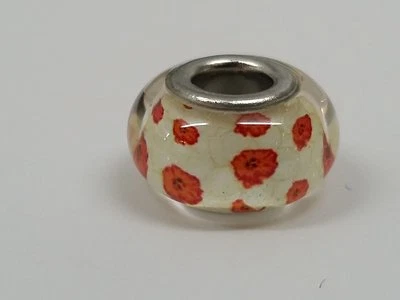 Glass European Bead Poppy Flower 14x8 Brass Double core, Rondelle - Image 1 of 2