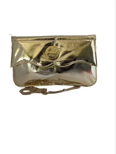 Vintage 70s Disco Gold Metallic Evening Bag Purse Chain Strap Marcus Brothers - Picture 1 of 8