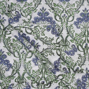 1 Yard Indian Cotton Hand Block Print Floral Beautiful Craft Sewing Fabric - Picture 1 of 7