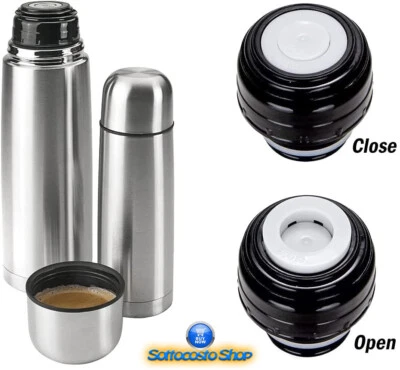 THERMOS ACQUA CAFFE TE 1 LITRO 500 250ml CONTENITORE TERMICO INOX PORTATILE - Immagine 1 di 3