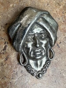 DE COLECCIÓN BROCHE COLGANTE DE SERPIENTE ESTERLINA CABEZA DE HOMBRE CON PENDIENTES COLLAR Y TURBANTE  - Imagen 1 de 5