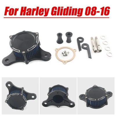 For Harley Electra Glide Classic FLHTC Black Cut Air Cleaner Blue Intake Filter — 第 1/4 张图片