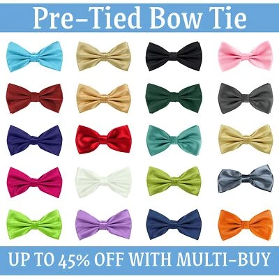 Elegant Men's Solid Color Bow Tie Ideal for Weddings & Parties Prom New Year Eve - Image 1 of 4