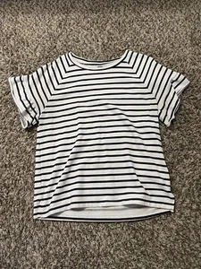 Old Navy T - Shirt ~ Womens ~ Size S~ Black Striped ~ Ruffle Trim - Picture 1 of 3