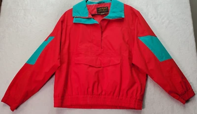 Chaqueta cortavientos Eddie Bauer para mujer mediana roja Gore Tex cuarto cremallera dobladillo elástico Foto 1 de 4