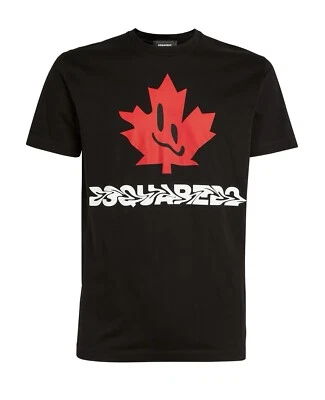DSQUARED2  Red Leaf Men's Black Graphic Tee Size S NWT  OH CANADA - Image 1 of 4